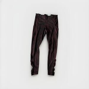 Lululemon Women’s Leggings Size 6 Burgundy Black Ruched Ankle Pocket Athleisure